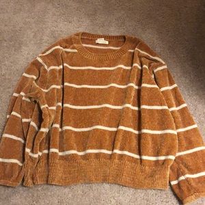 striped yellow fuzzy sweater